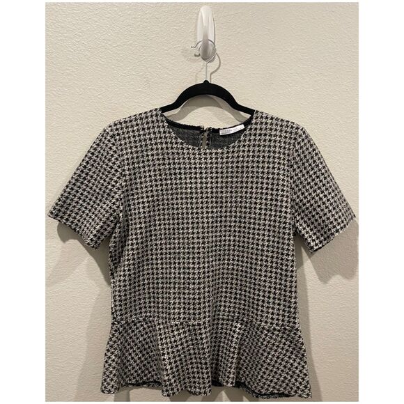 Zara Tops - ZARA Black White Checkered Short Sleeve Top